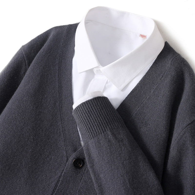 Men's cardigan with V-neck, wool
