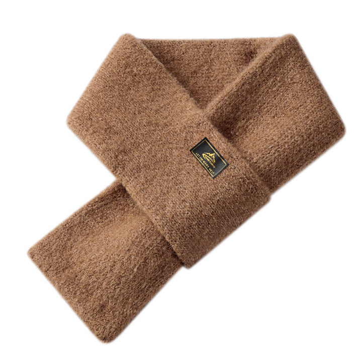 Warmer men's knitted scarf, solid color, 77 cm