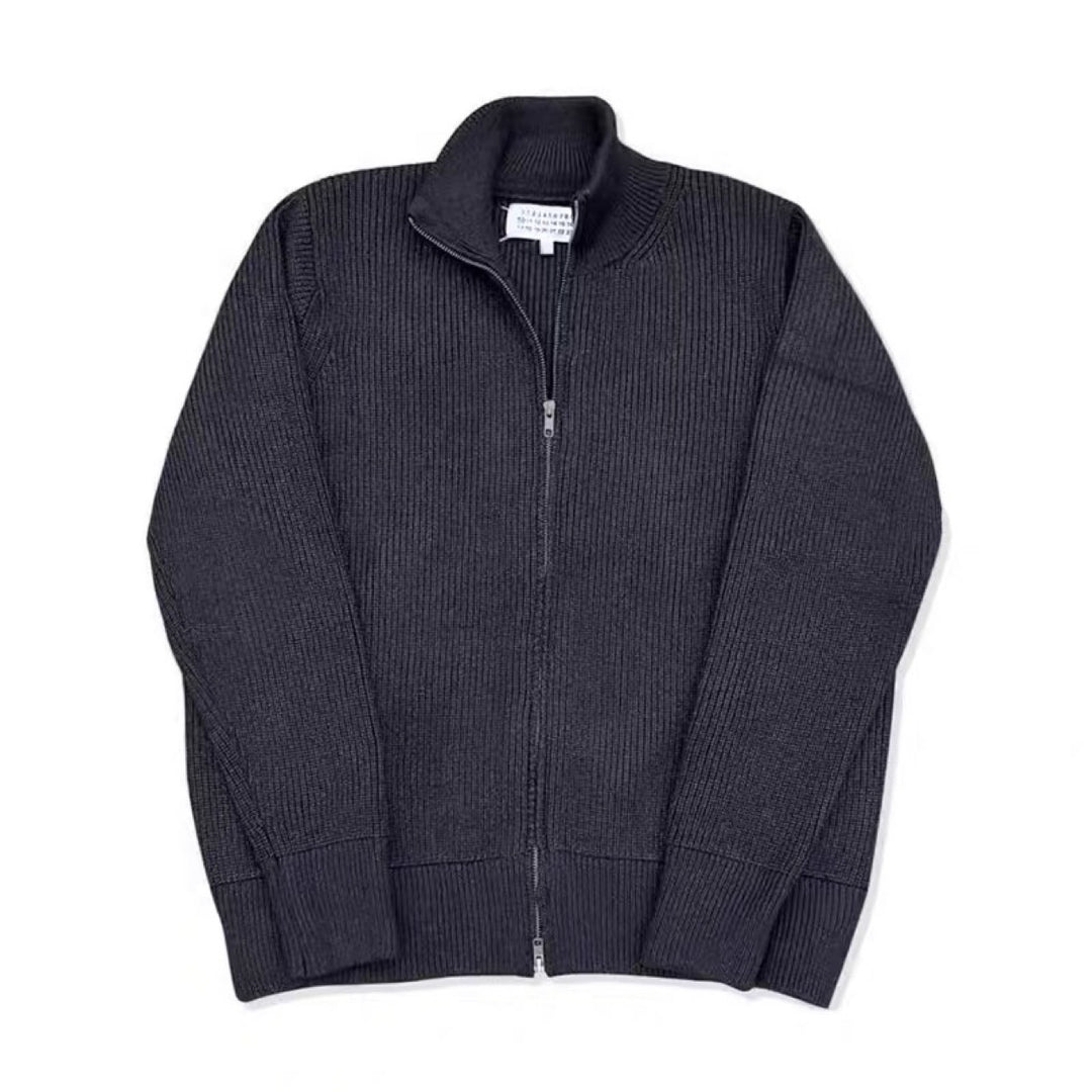 Unisex knitted jacket with roll neck and double zipper