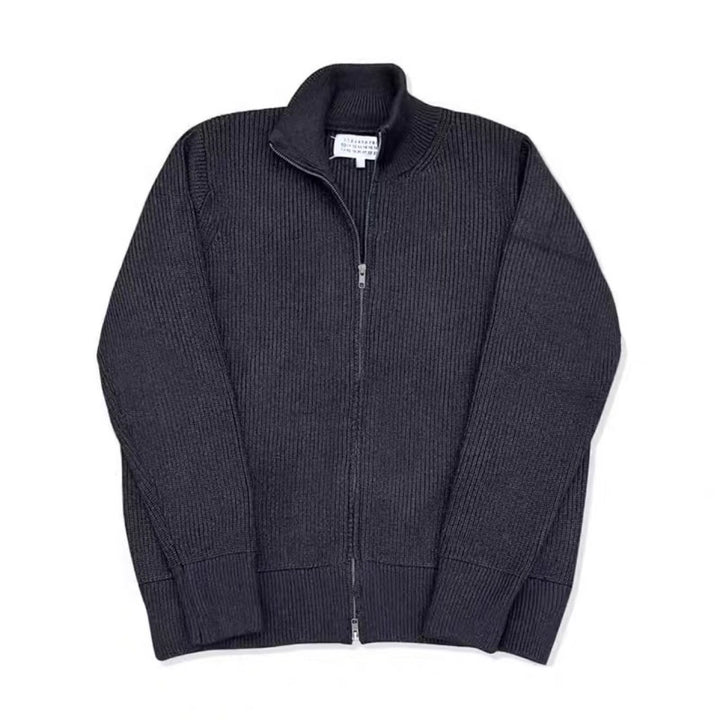 Unisex knitted jacket with roll neck and double zipper