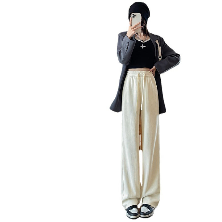 Lined cord wide pants with drawstring