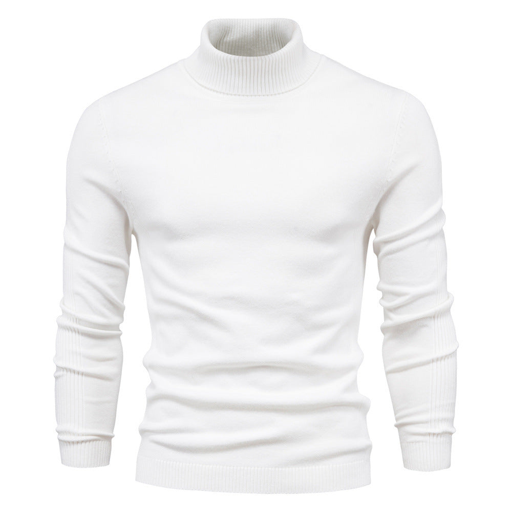 Men's turtleneck sweater, solid color, casual