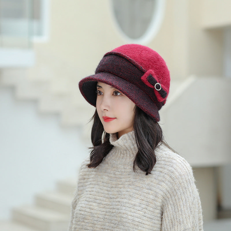 Winter knitted hat with scarf, lined