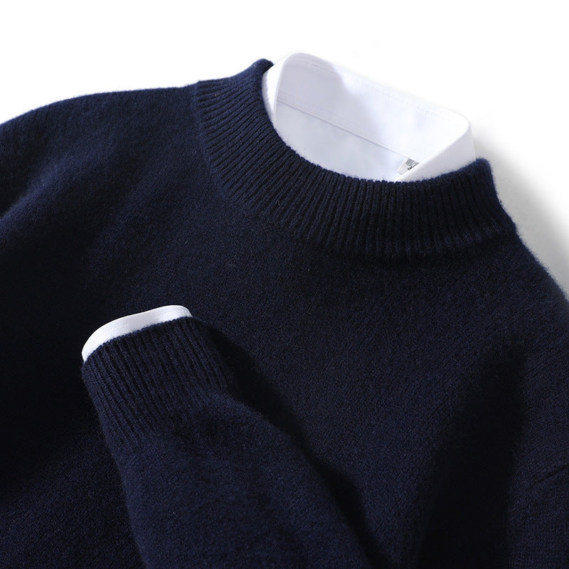 Men's wool sweater, stand-up collar, business style