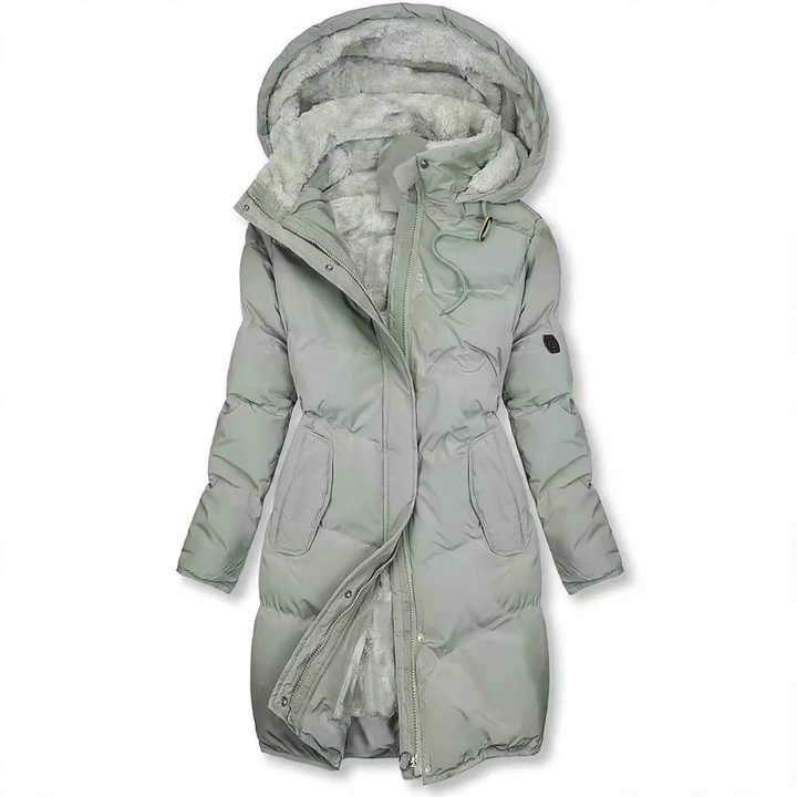 Padded women's jacket with fur collar