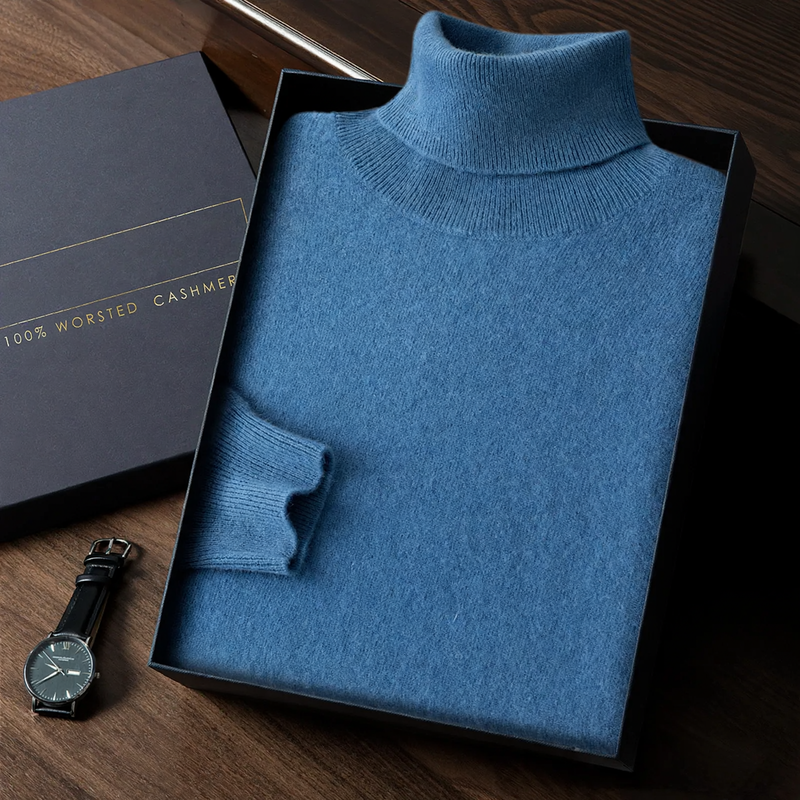 Men's turtleneck sweater made of cashmere, simple and elegant