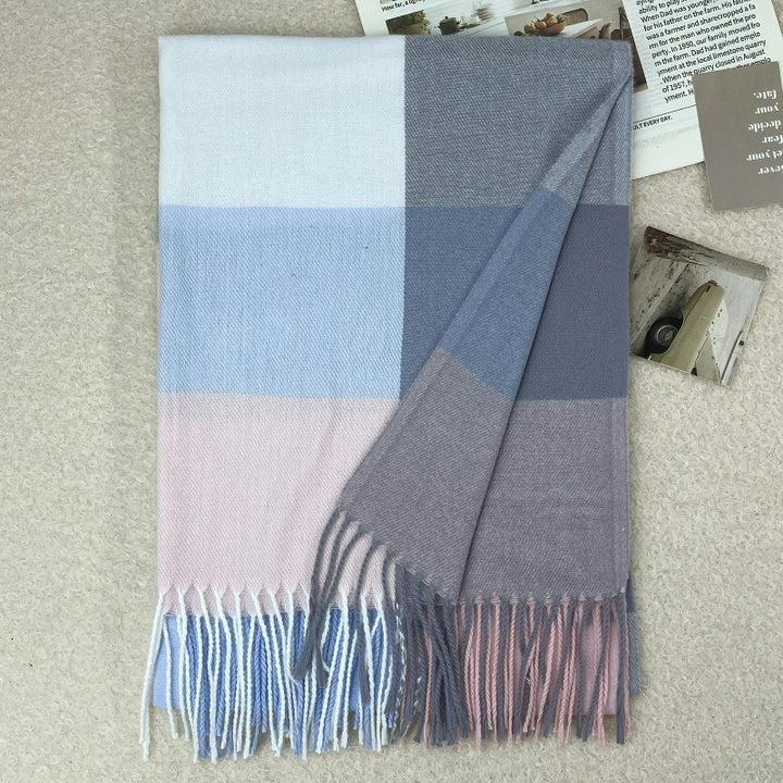Checked scarf made of cashmere imitation, 65x180cm