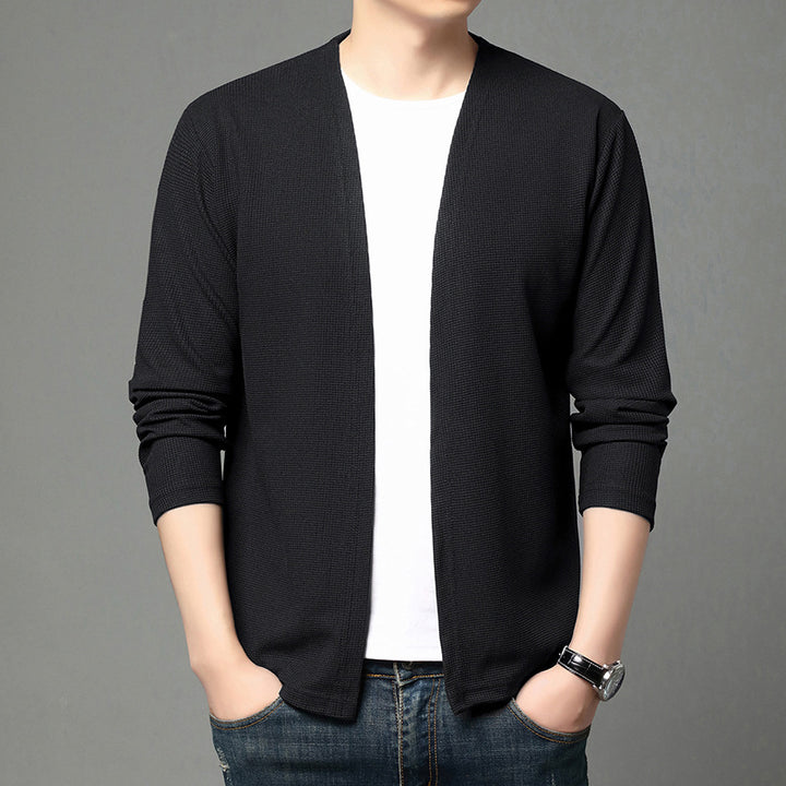 Men's cardigan, solid color, lightweight, for spring and autumn