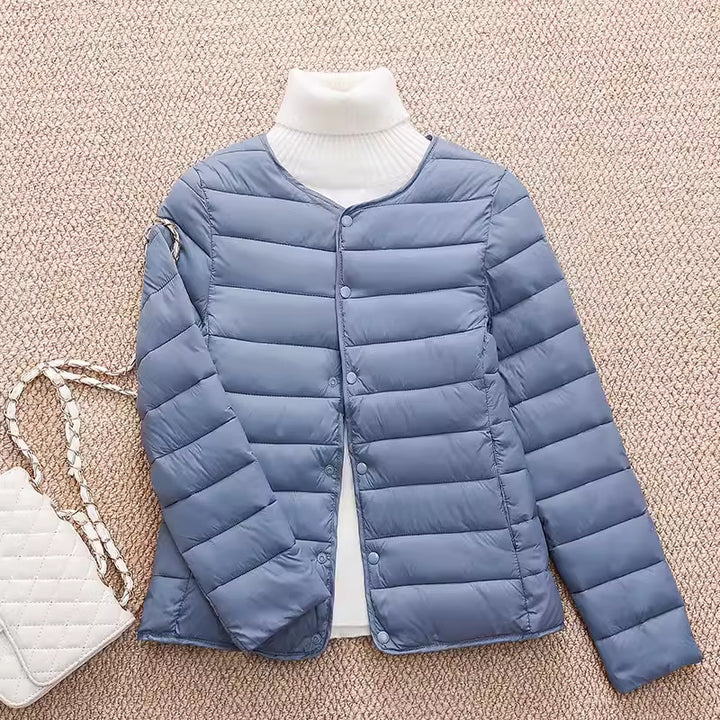 Light women's quilted jacket, short, fitted
