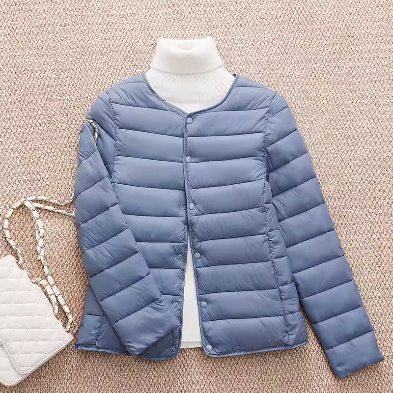 Light women's quilted jacket, short, fitted
