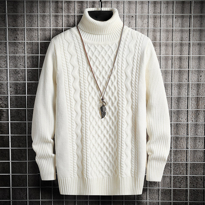 Men's sweater, turtleneck, diamond pattern, slim