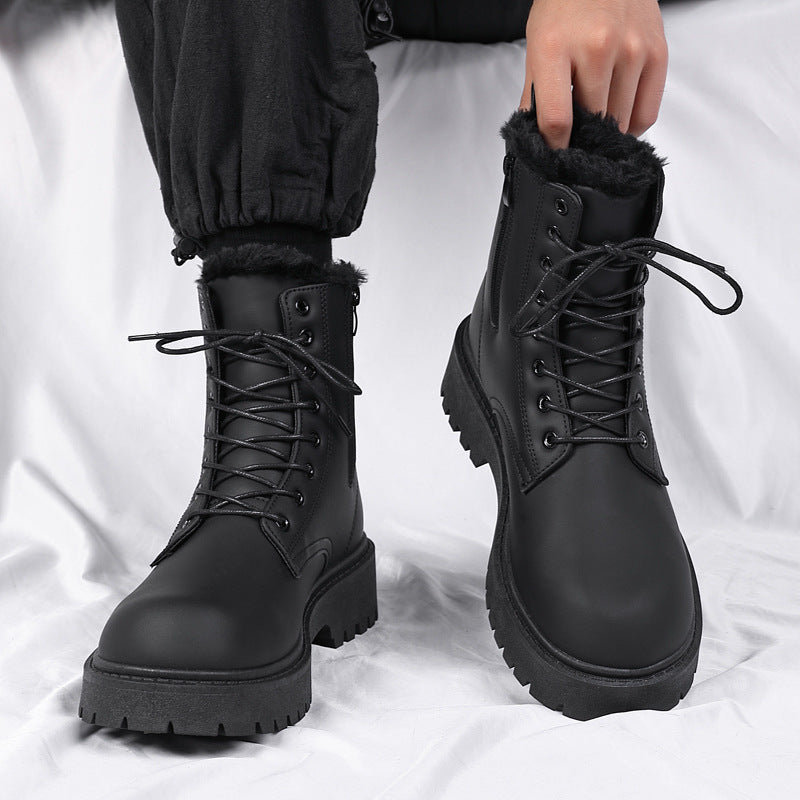 Padded men's biker-style boots