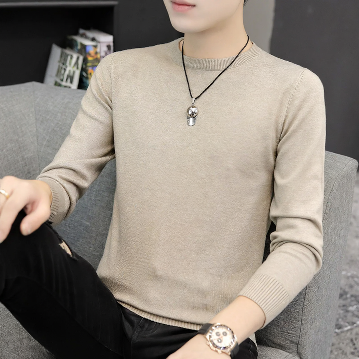 Men's knit sweater with half collar, heat insulating