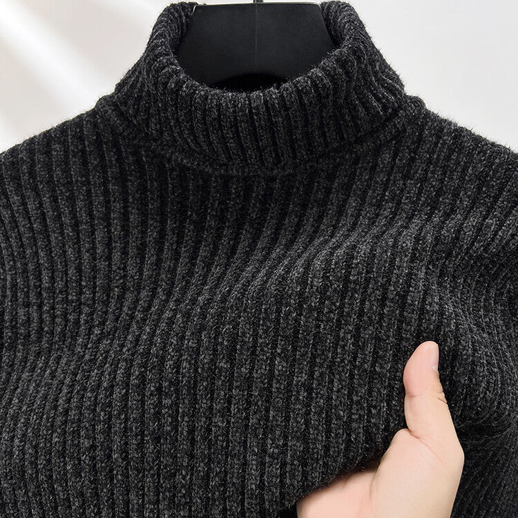 Men's Chenille Pullover with High Collar
