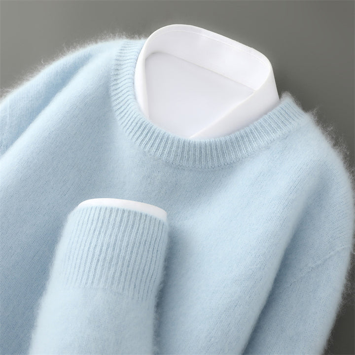 Men's wool sweater with stand-up collar