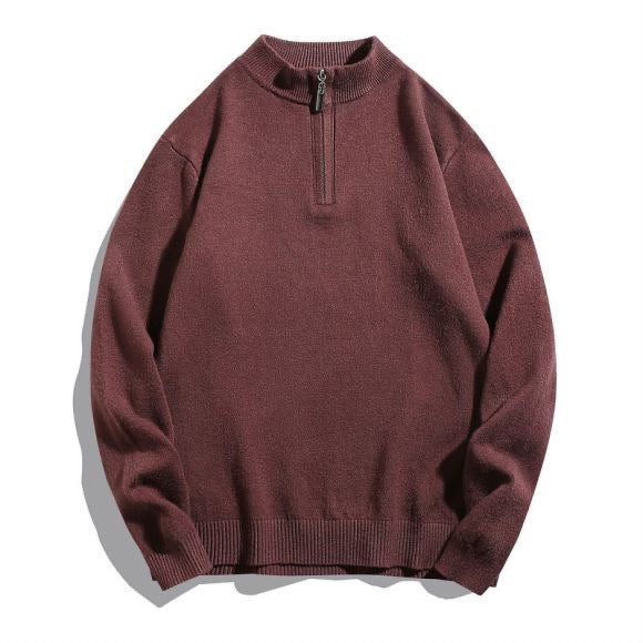 Men's knit sweater with half zipper