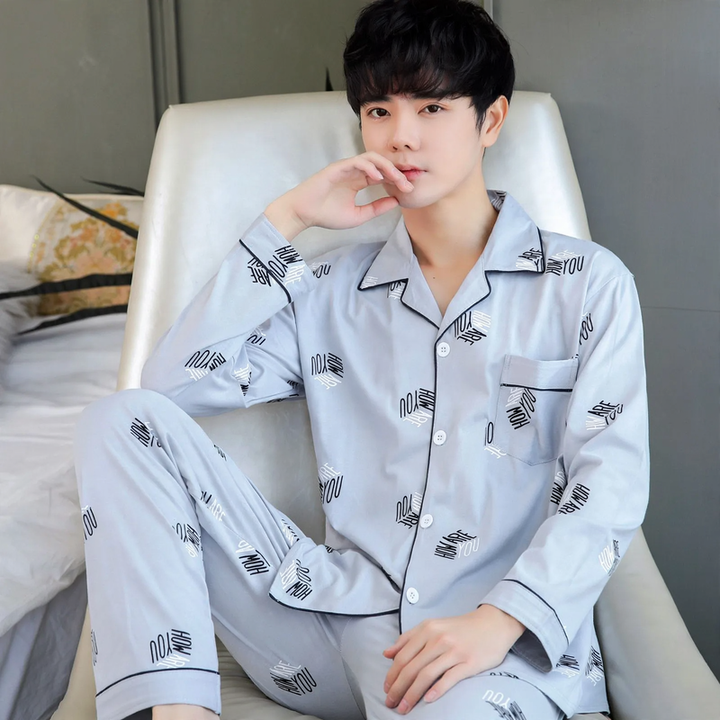 Men's Pajama Set, 100% Cotton, Long Sleeve