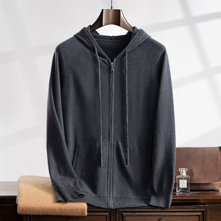 Men's Cashmere Cardigan with Hood