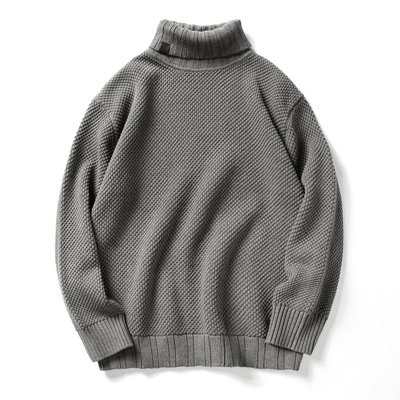 Men's knitted sweater with roll neck in retro style