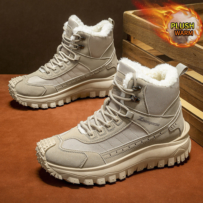 Padded men's outdoor boots for winter