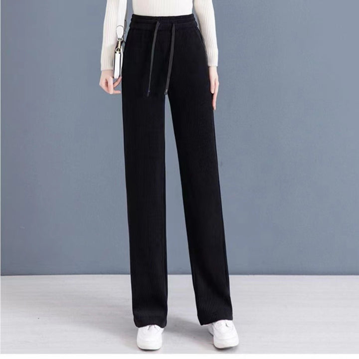Women's corduroy pants with wide leg and drape