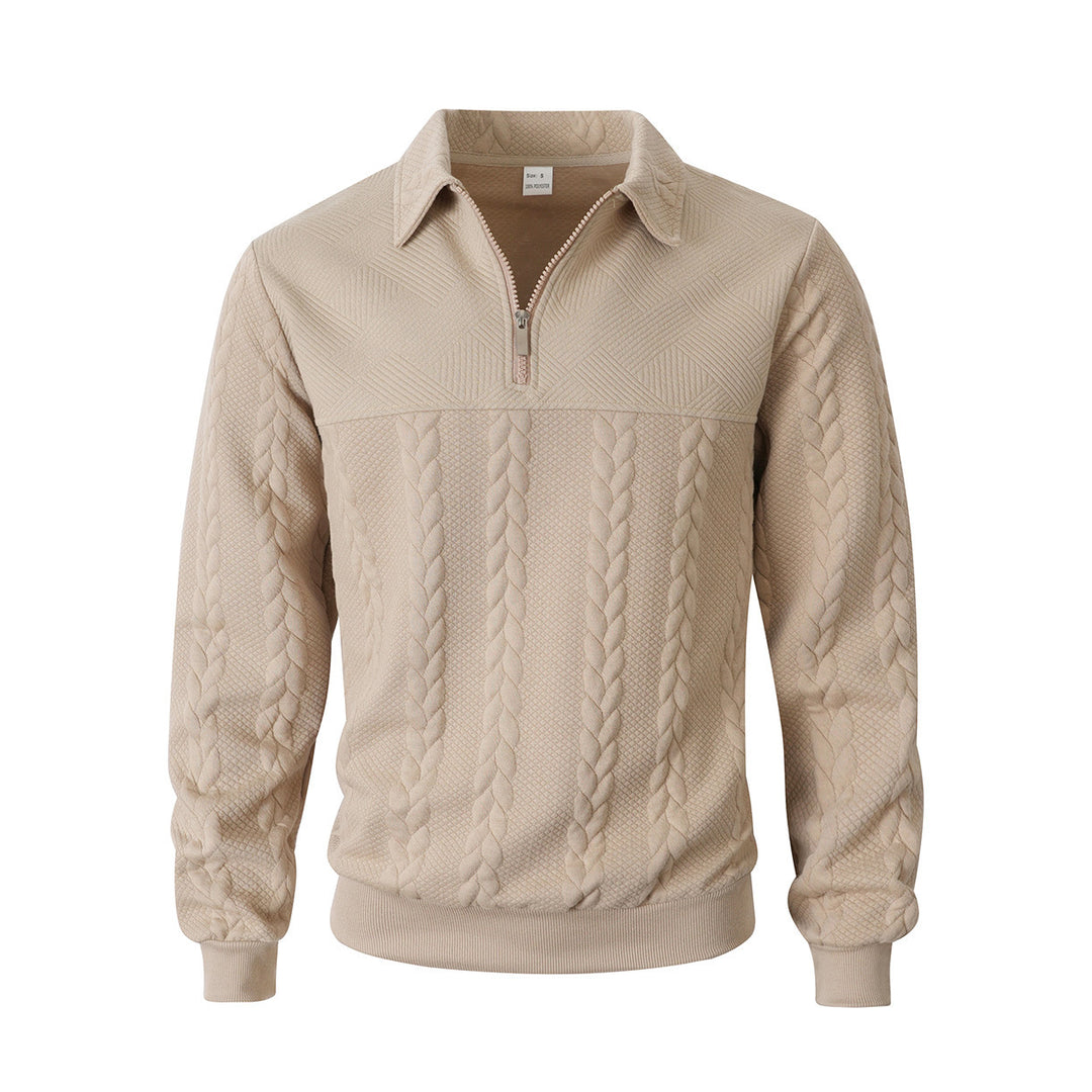 Men's sweatshirt with zipper and laydown collar