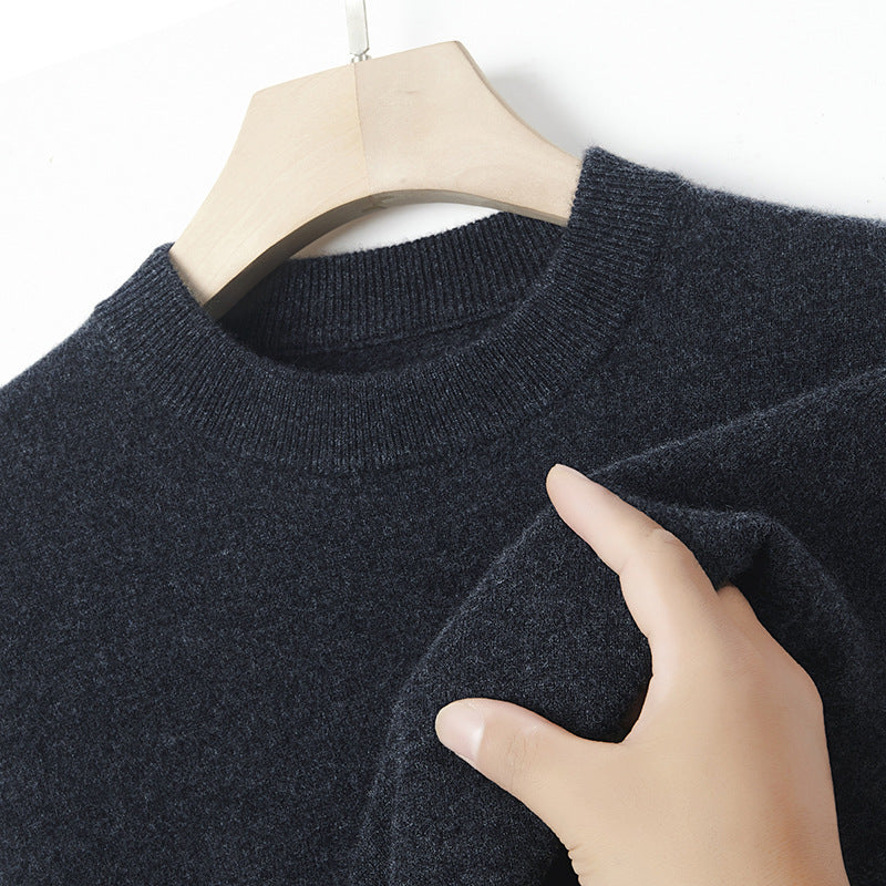 Men's cashmere sweater, crew neck, solid color