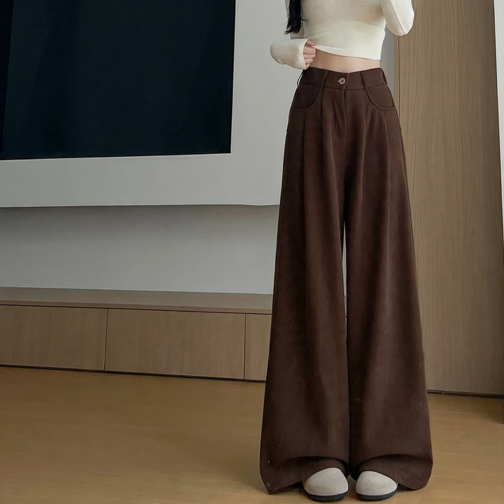 Women's corduroy suit pants with wide leg