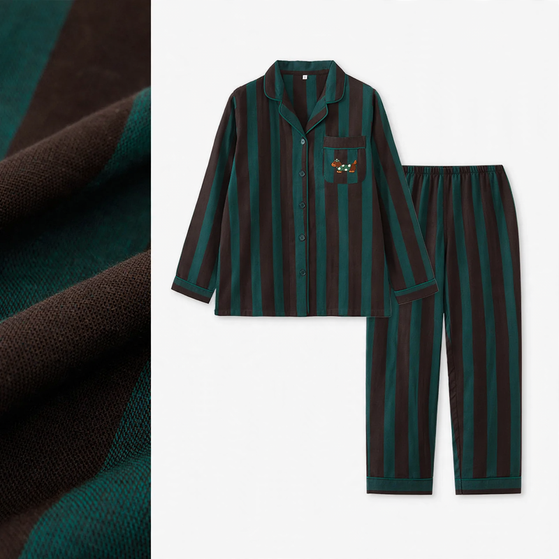 Cotton Pajamas for Couples in Striped Design