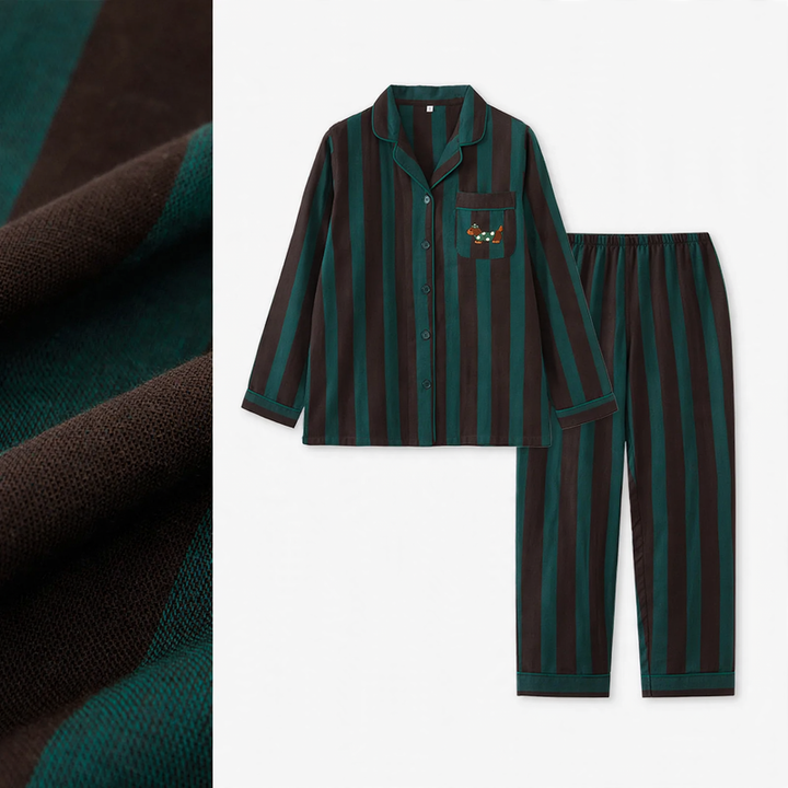 Cotton Pajamas for Couples in Striped Design