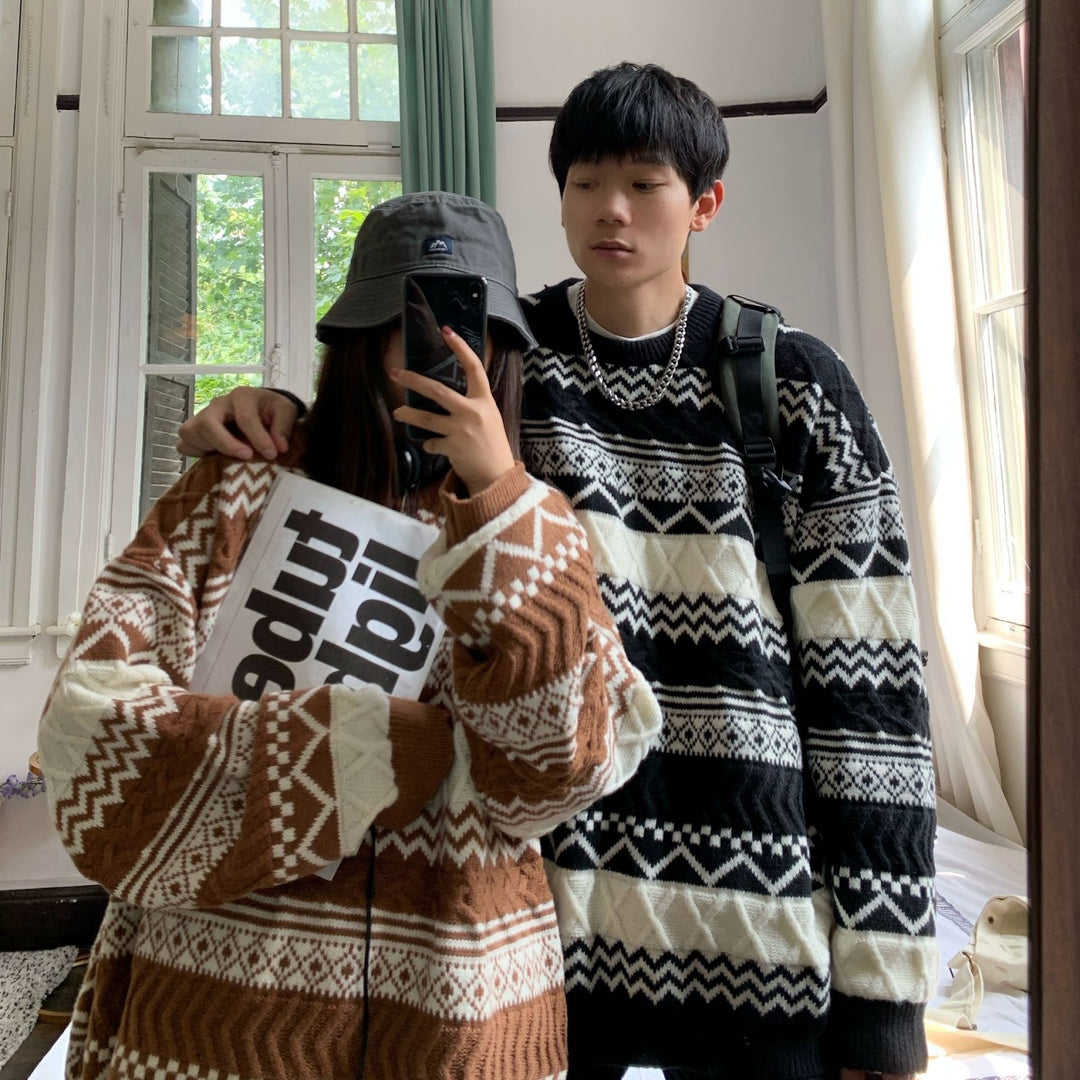 Retro knitting sweater in vintage style