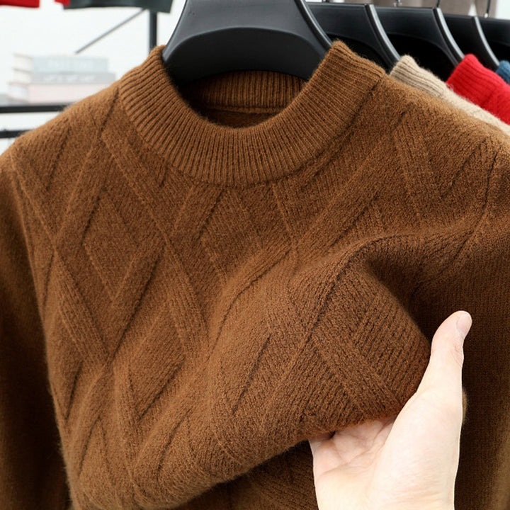 Men's wool sweater, stand-up collar, warm, plus sizes