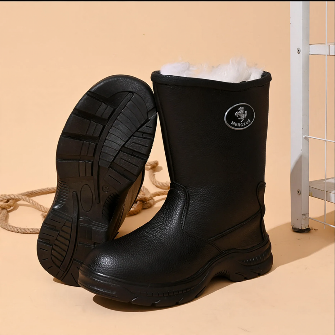 Insulated men's leather winter boots, high