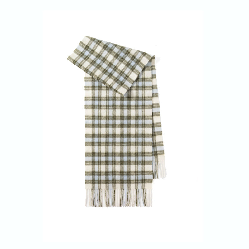 Checked wool scarf, 100% wool, 180x30 cm
