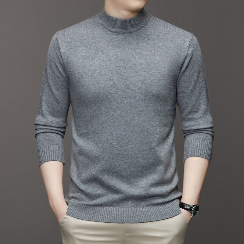 Men's knit sweater, stand-up collar, slim fit