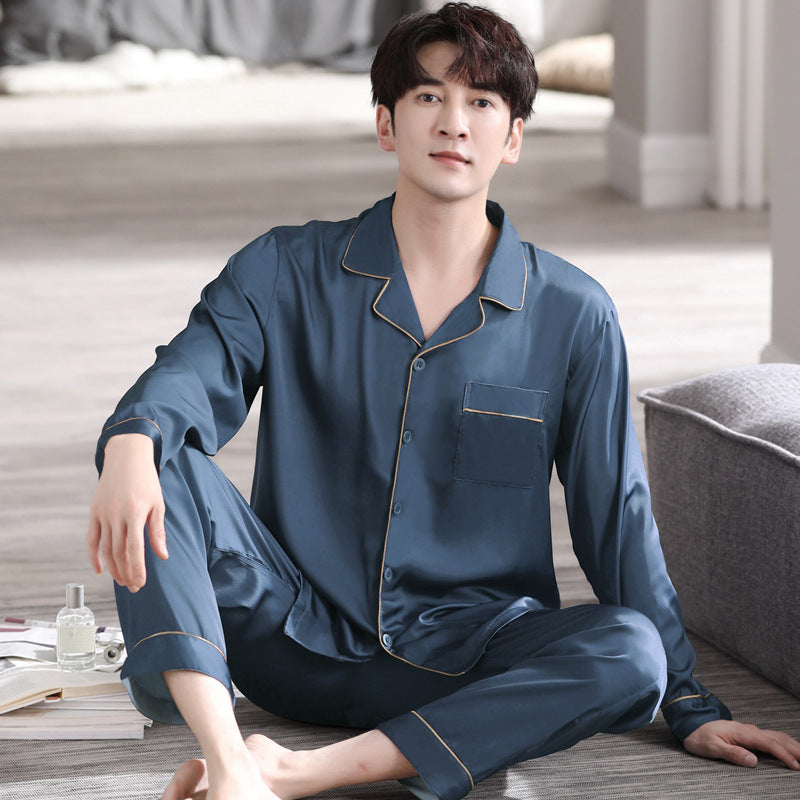 Light men's pajamas made of ice silk, breathable