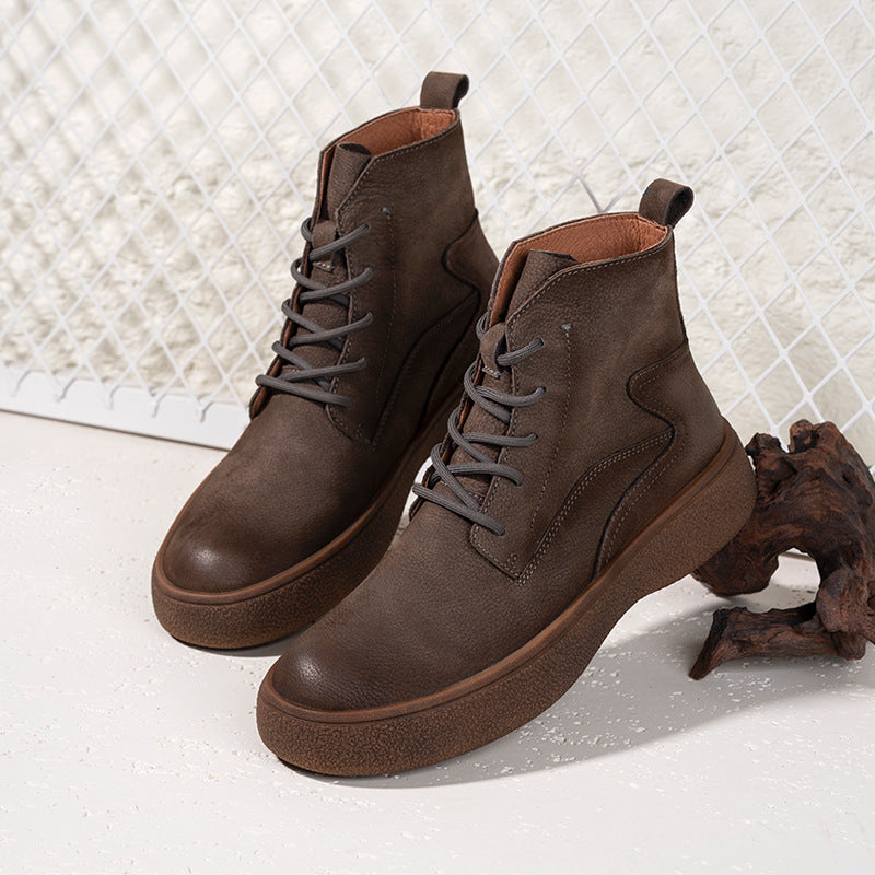 Men's leather boots, lined, classic