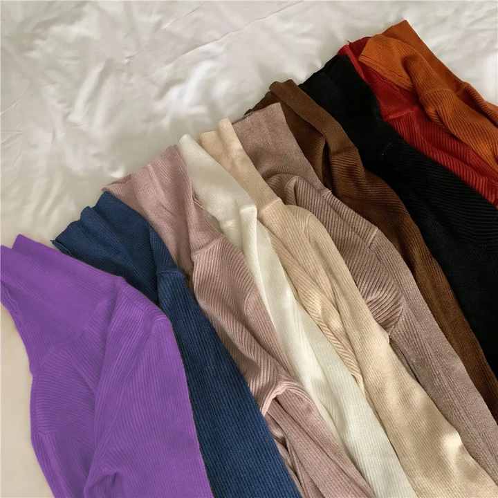 Women's turtleneck sweater, fitted, plus sizes