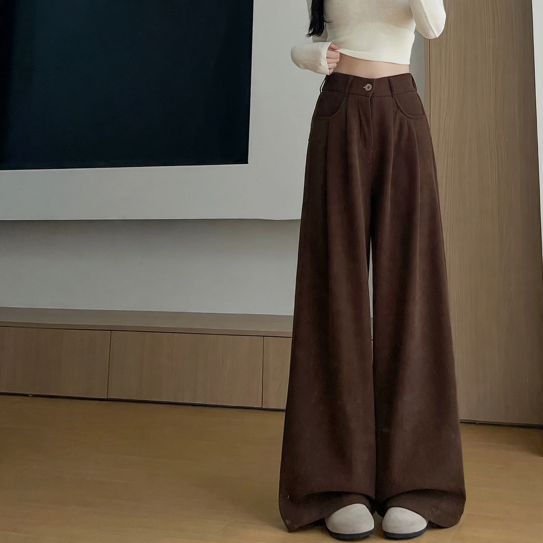 Women's corduroy suit pants with wide leg