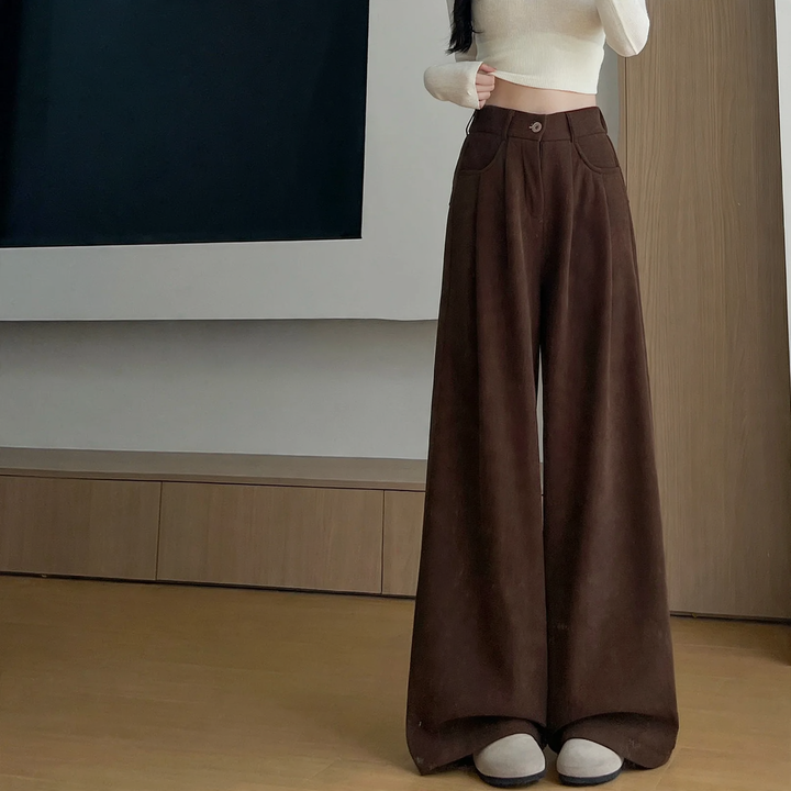 Women's corduroy suit pants with wide leg