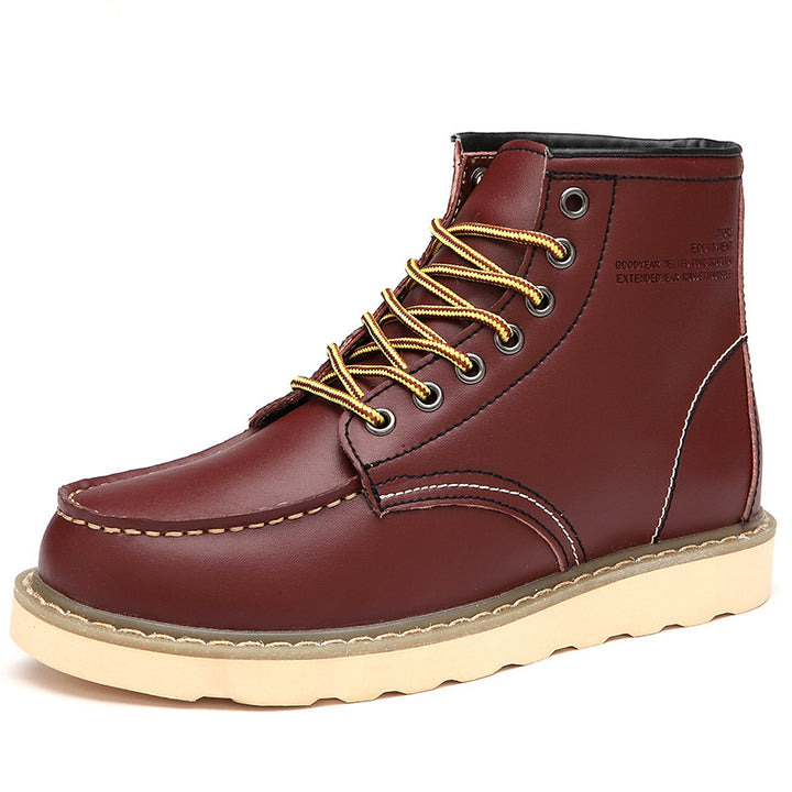 Men's leather boots, lined, with heel