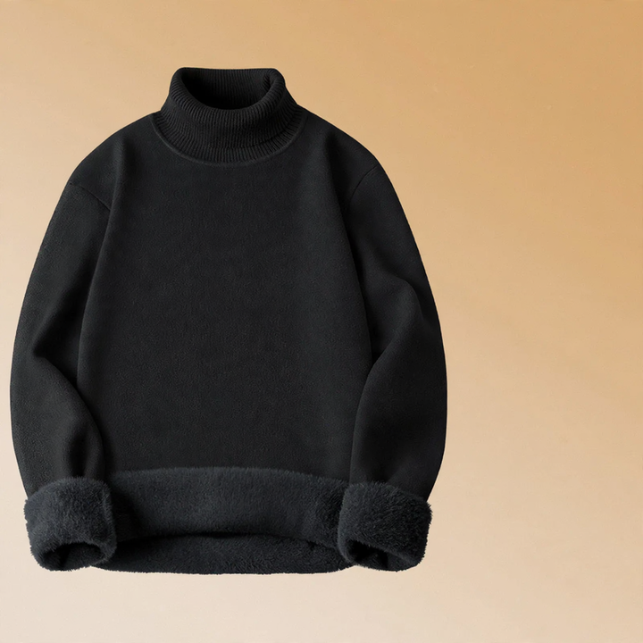 Men's Wool Modal Pullover, lined, stand-up collar, 650g