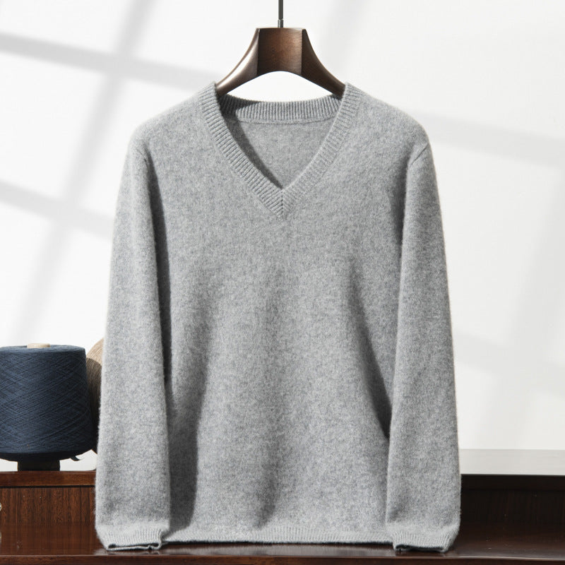 Men's Cashmere Sweater, Stand-Up Collar, Thick Knit Design
