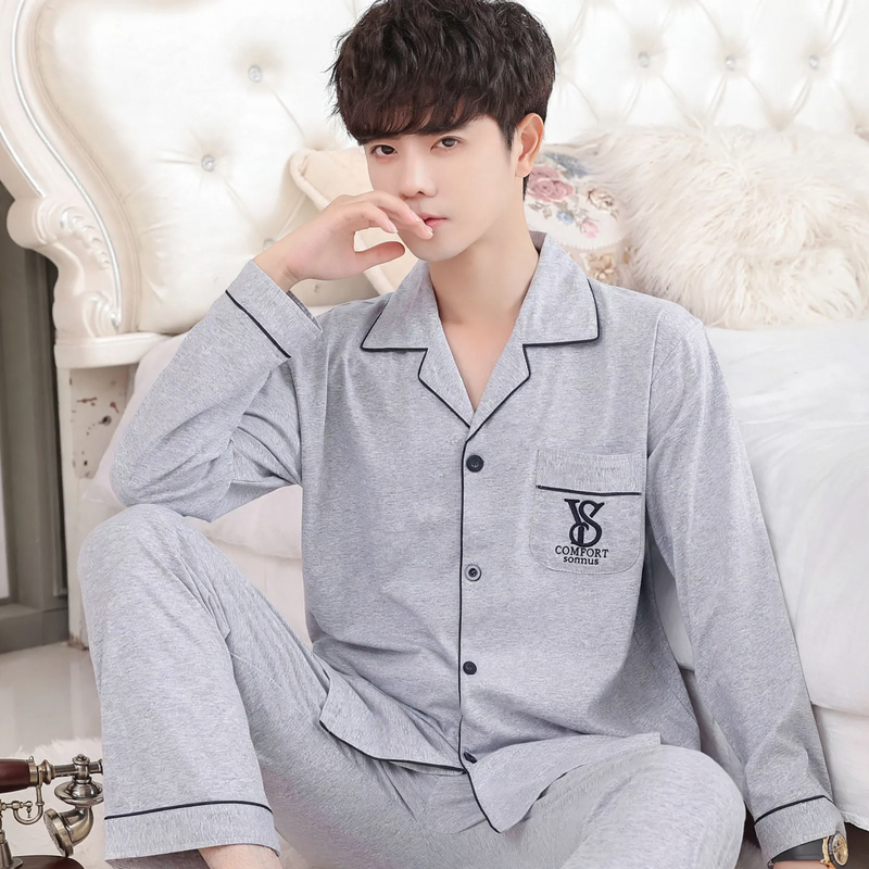 Men's Pajama Set, 100% Cotton, Long Sleeve