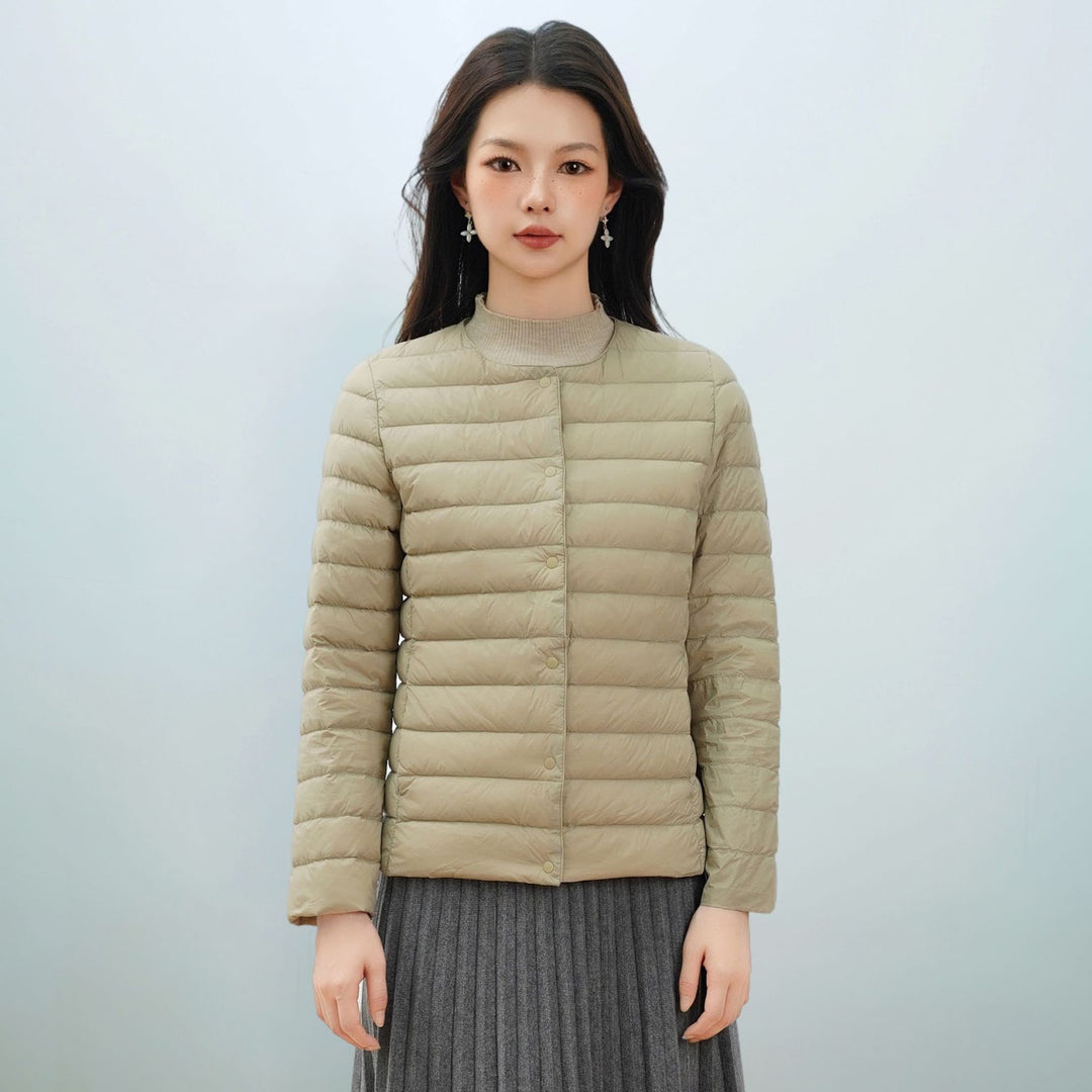 Light women's down jacket, simple design