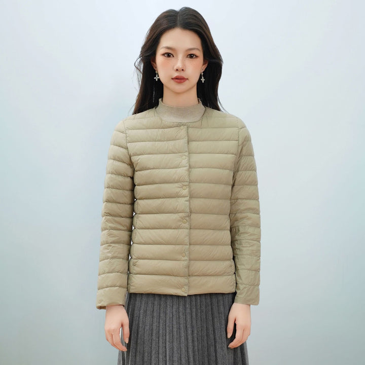 Light women's down jacket, simple design