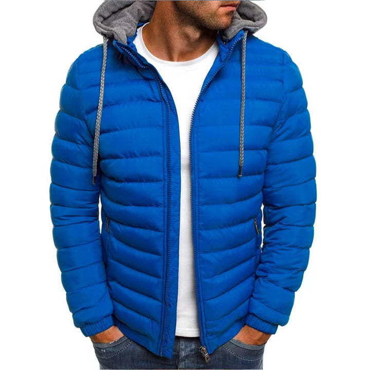 Padded men's winter jacket with hood