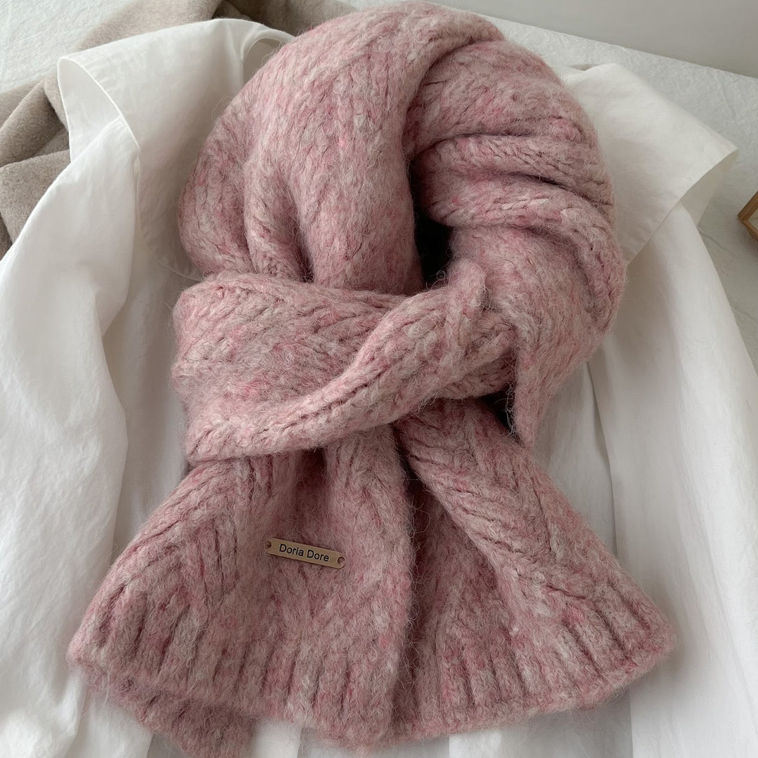 Alpaca wool blend scarf, knitted, 162cm