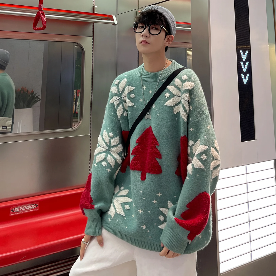 Christmas sweater with reindeer motif in oversized look