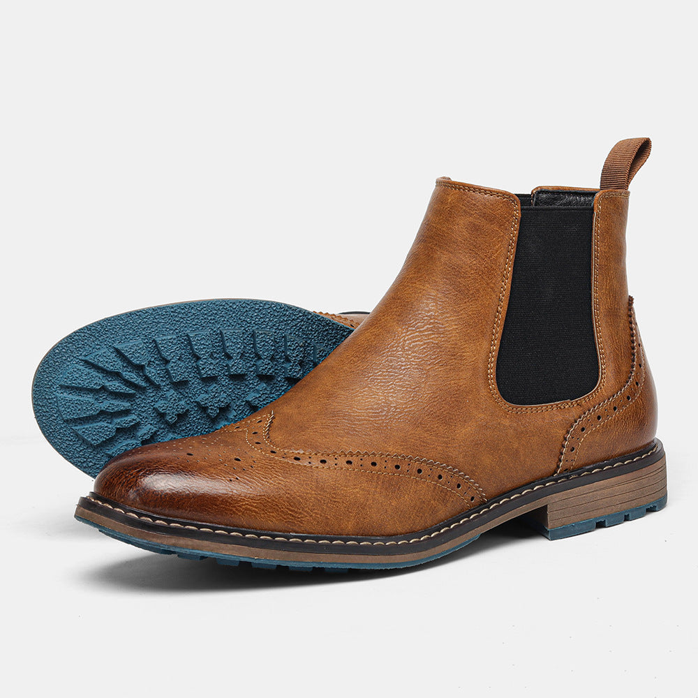 Men's Chelsea Boots, Brogue Design, Breathable